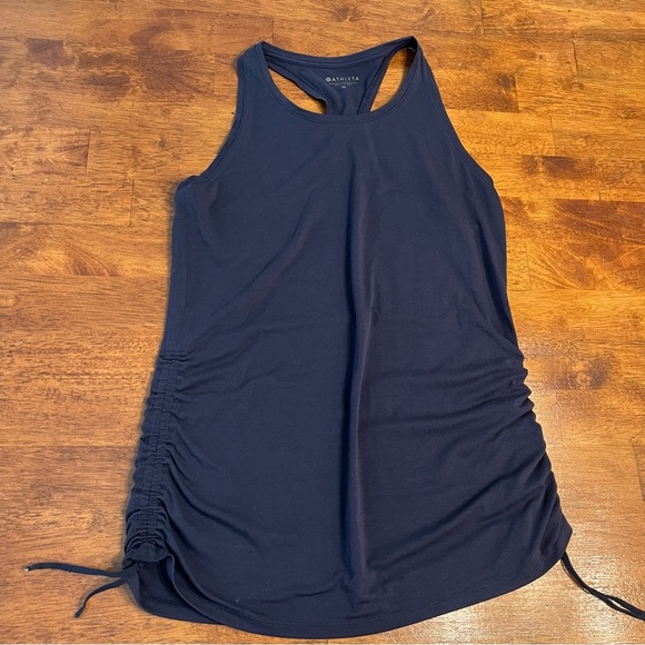 Athleta Tops - Athleta Navy tank top adjustable sides cinch size medium